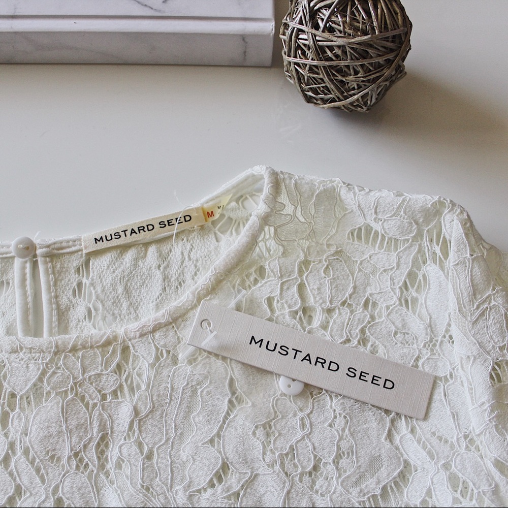 Mustard Seed Bell Crop White Top - Picture 3 of 5